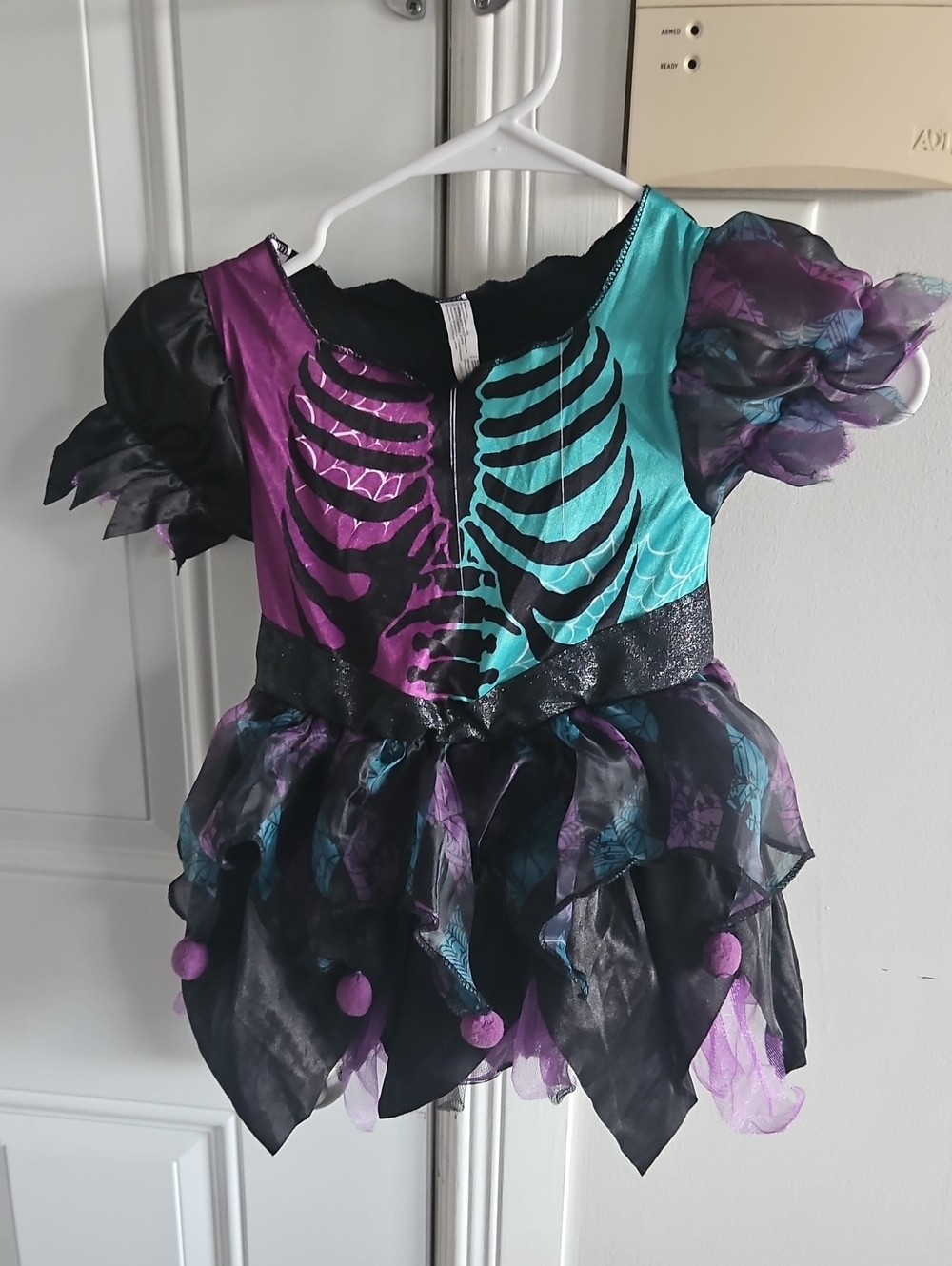 Kids Purple & Teal Skeleton Dress Costume Small 4-6
